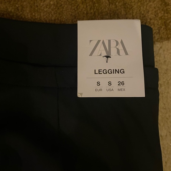 Zara Tech Leggings in black with a white stripe. Zip bottom. Size Small NWT - Picture 2 of 5